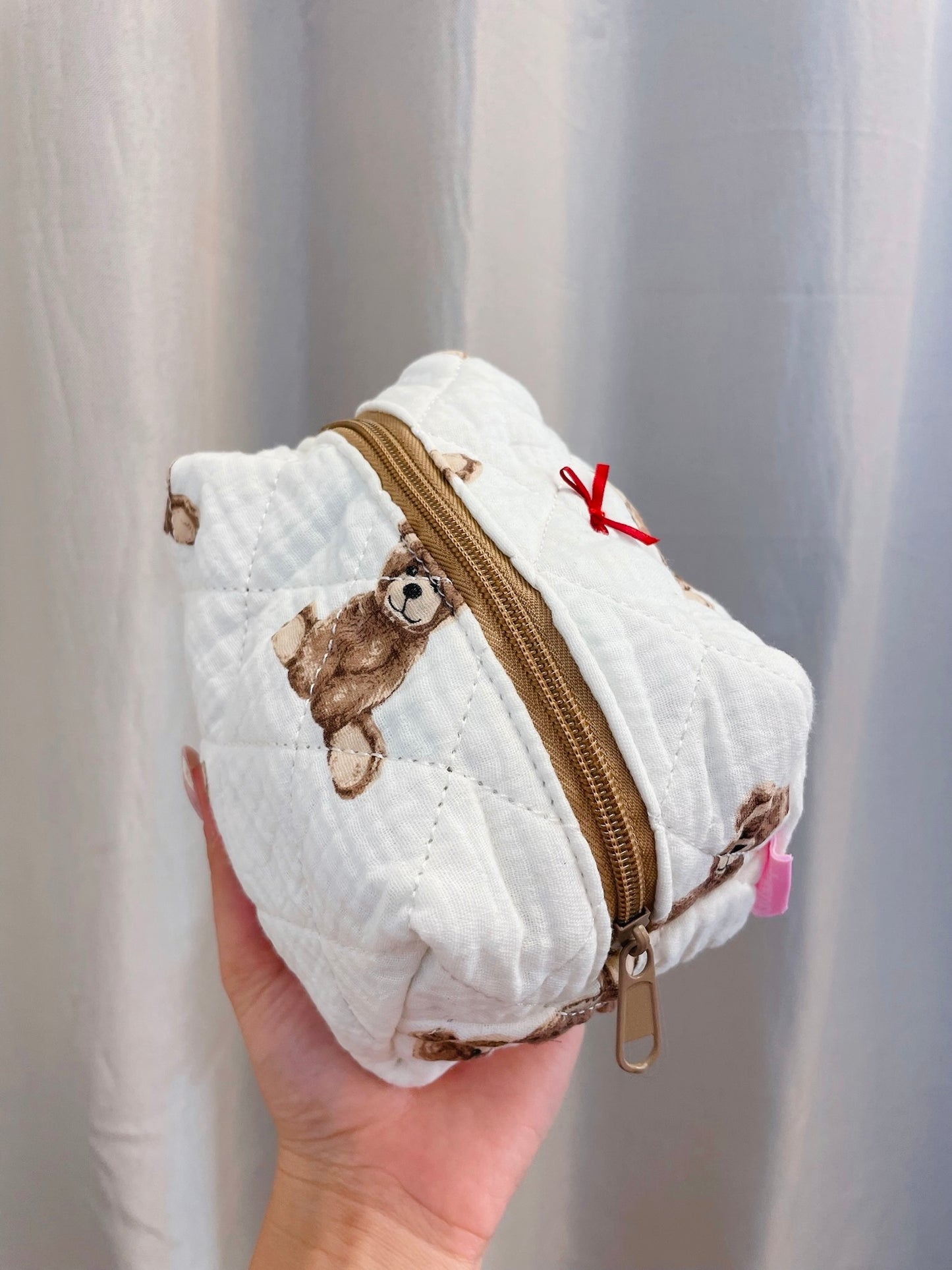 Cute Bear with Bow Makeup Bag