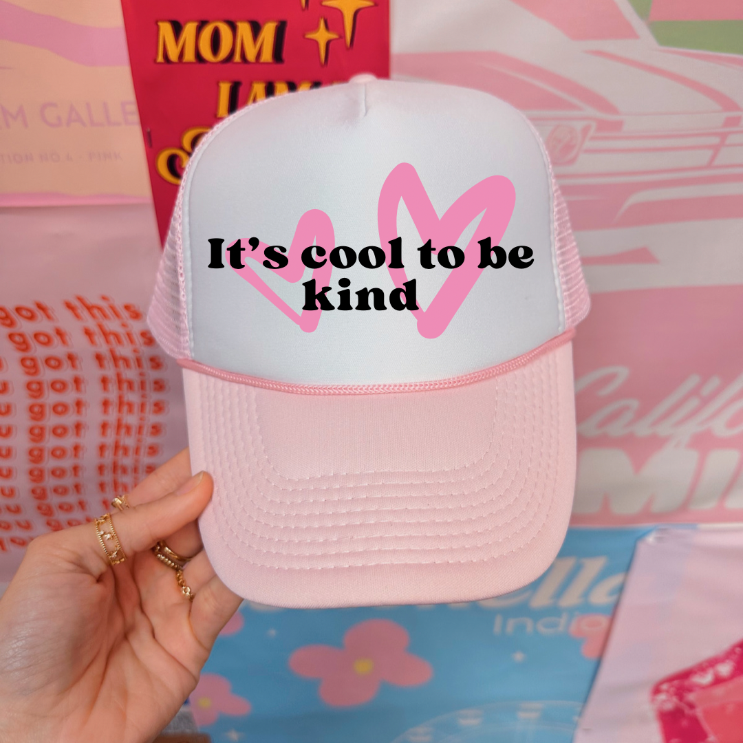 It's Cool To Be Kind Pink Trucker Hat
