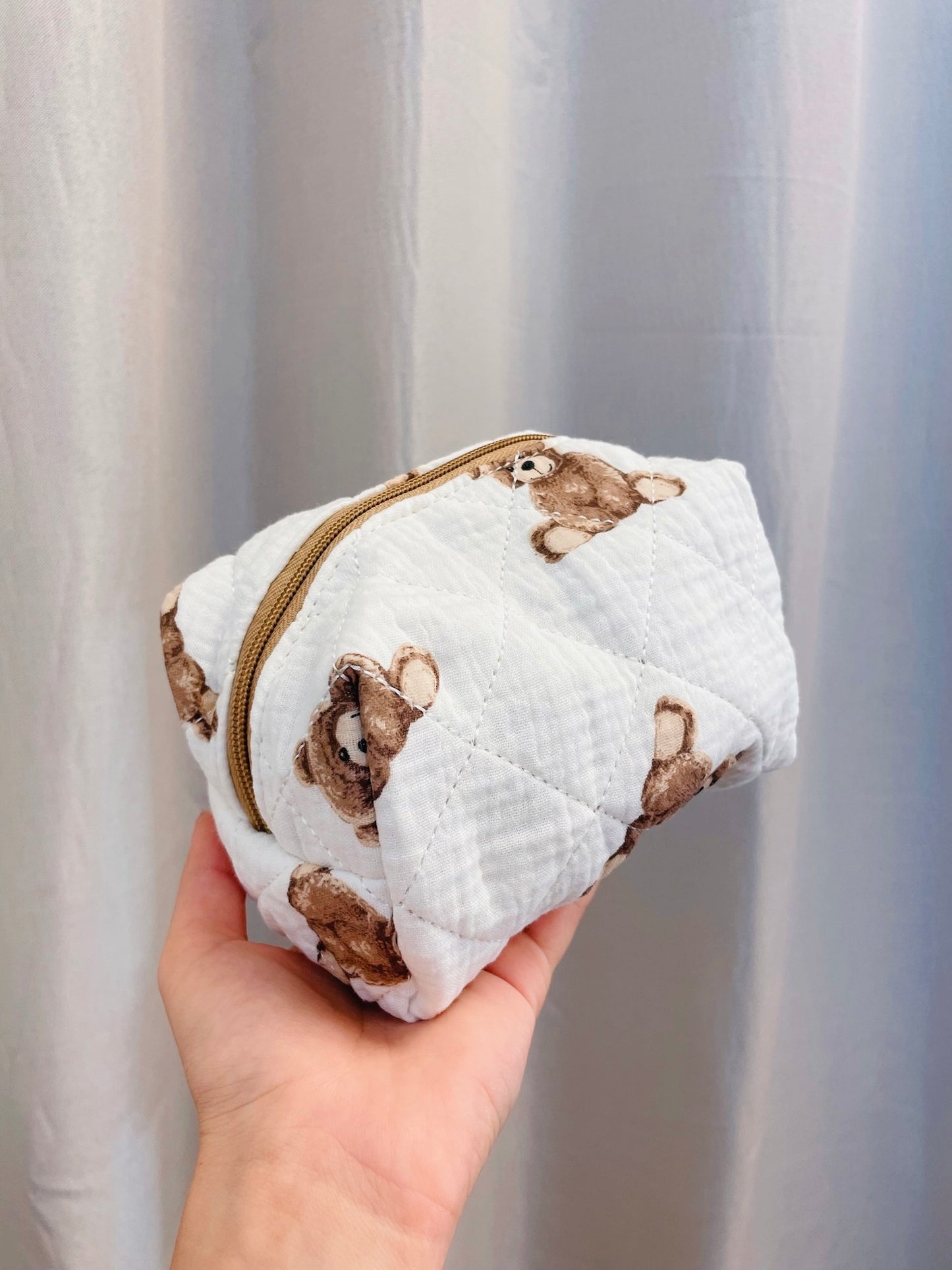 Cute Bear with Bow Makeup Bag