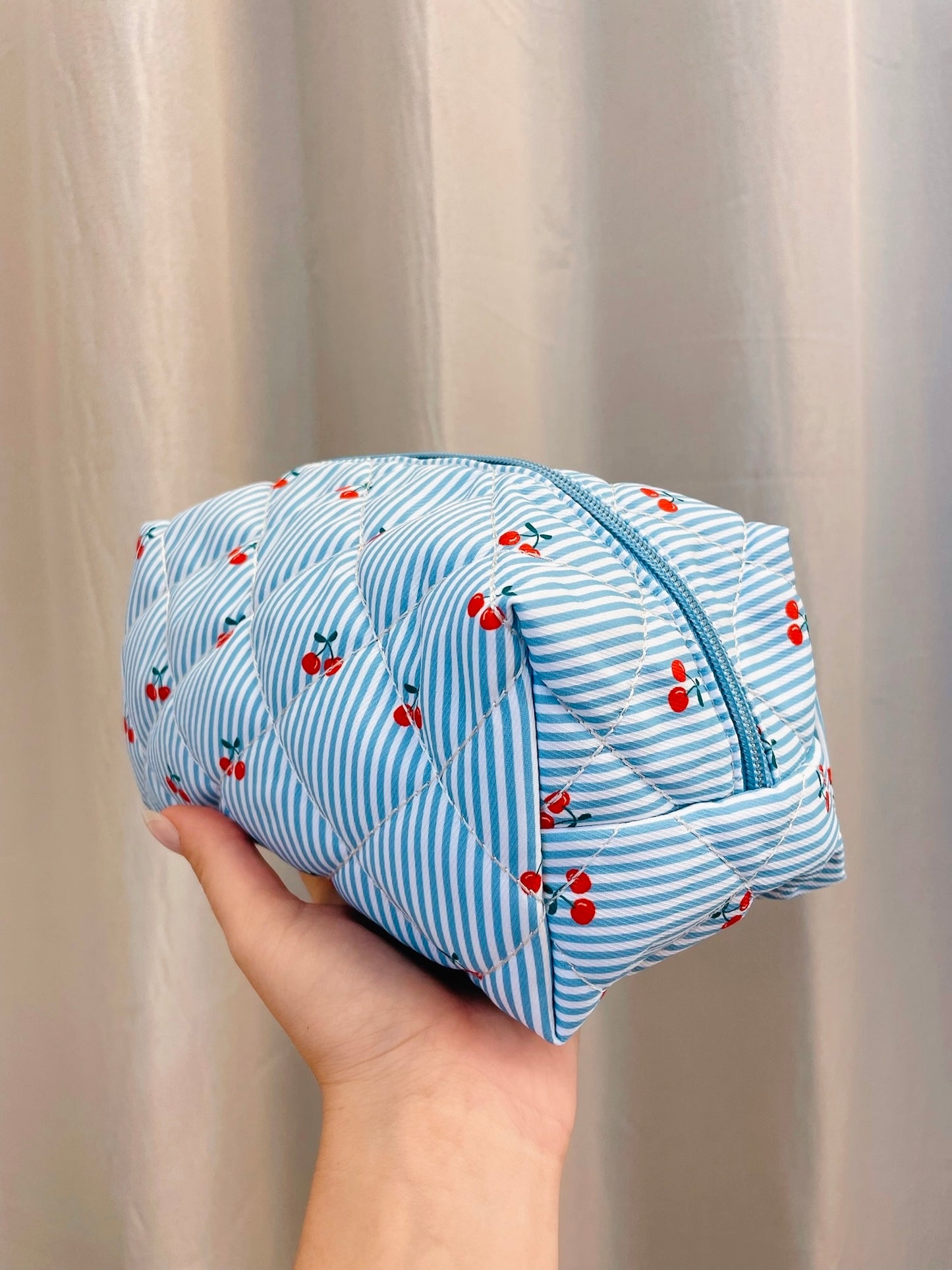 Blue Cherry Makeup Bag