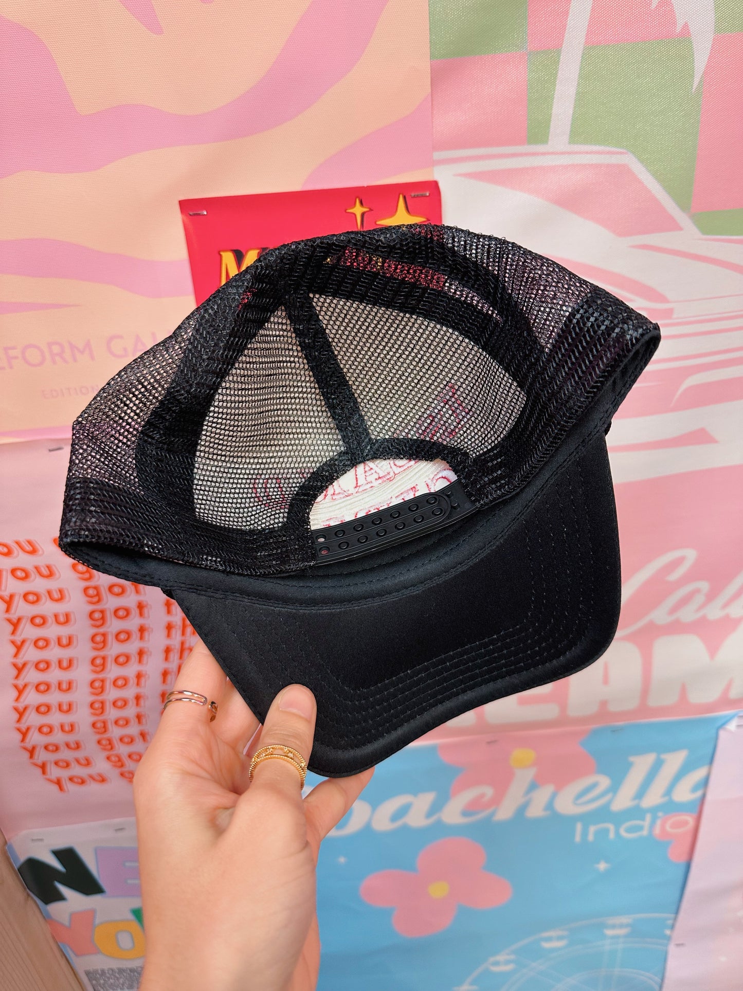 Support Day Drinking -Black with white front: Embroidery: Fuchsia