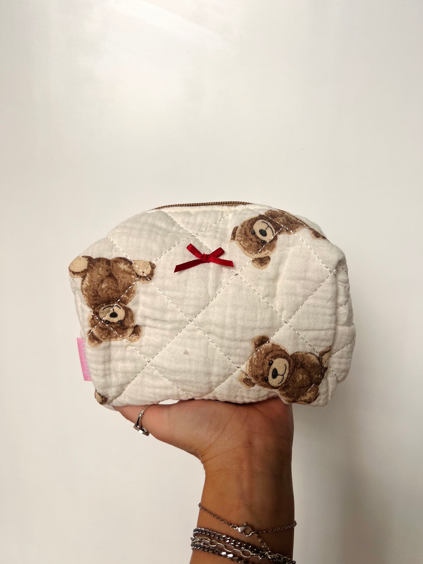 Cute Bear with Bow Makeup Bag