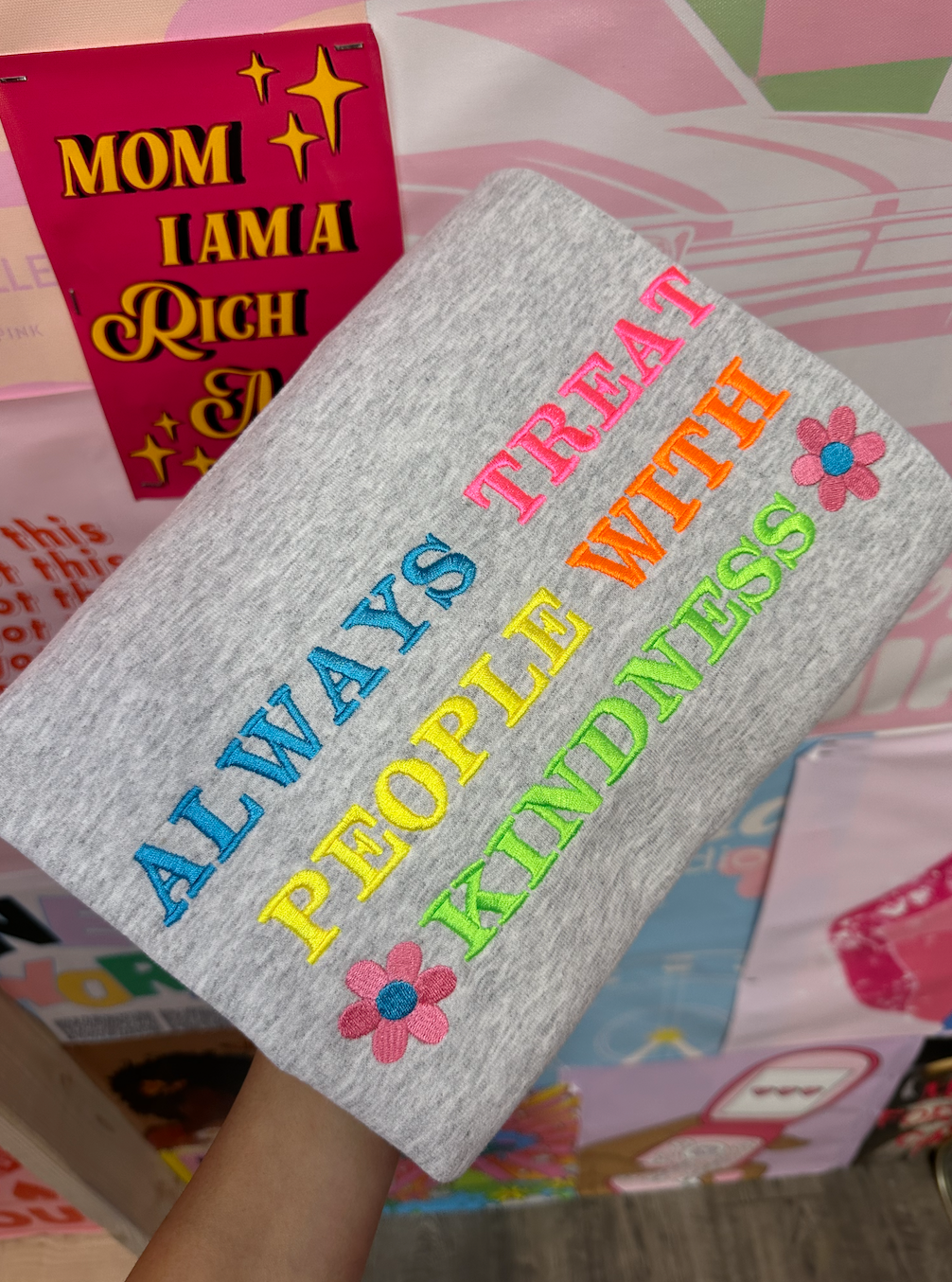 Treat People With Kindness Embroidery Sweatshirt