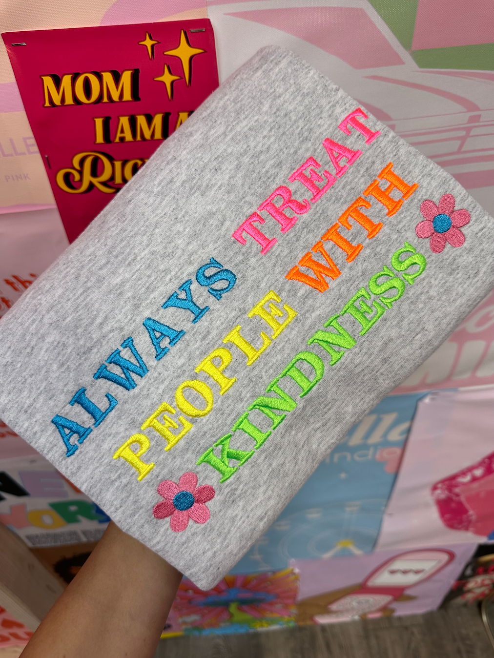 Treat People With Kindness Embroidery Sweatshirt