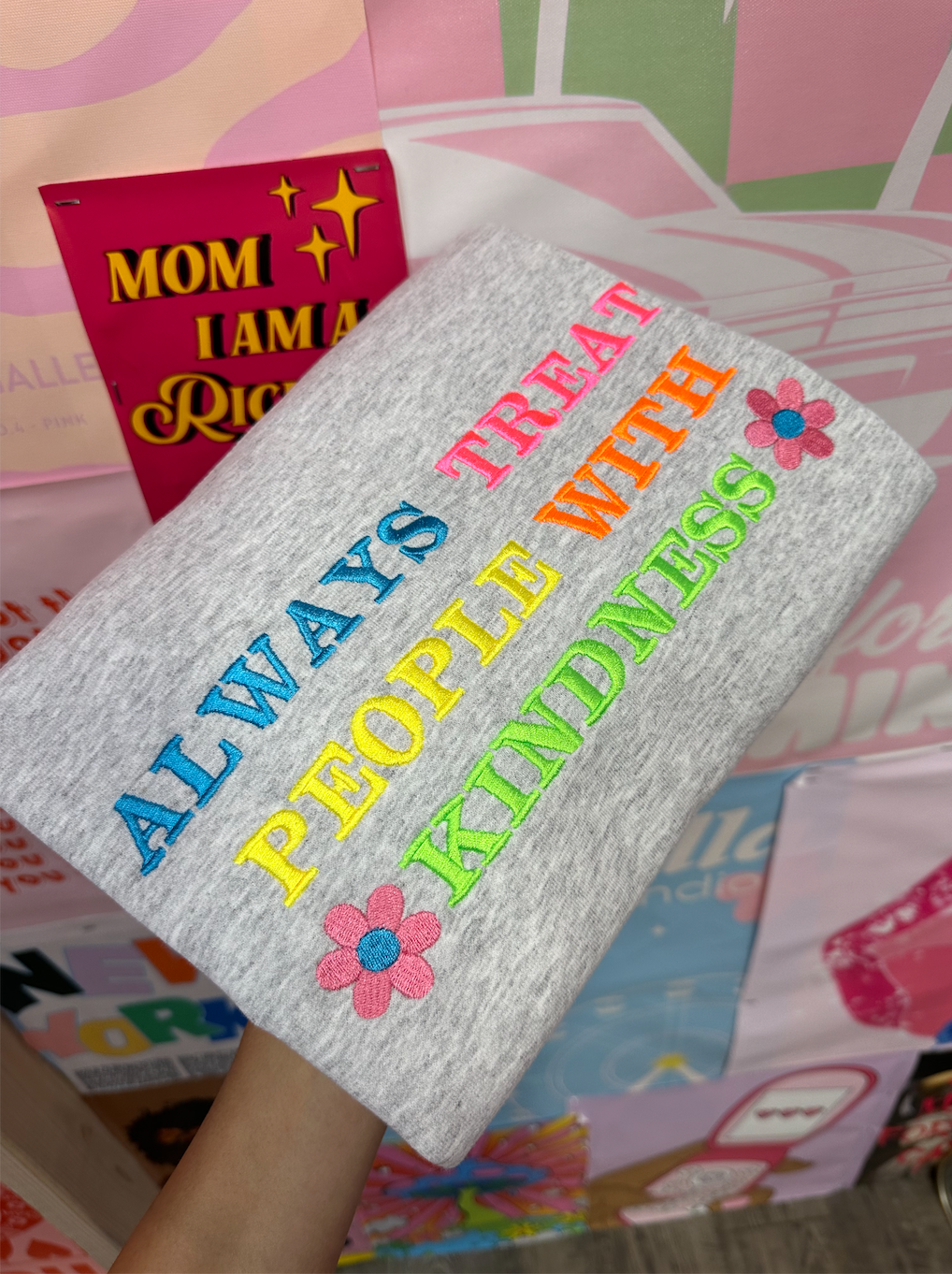 Treat People With Kindness Embroidery Sweatshirt