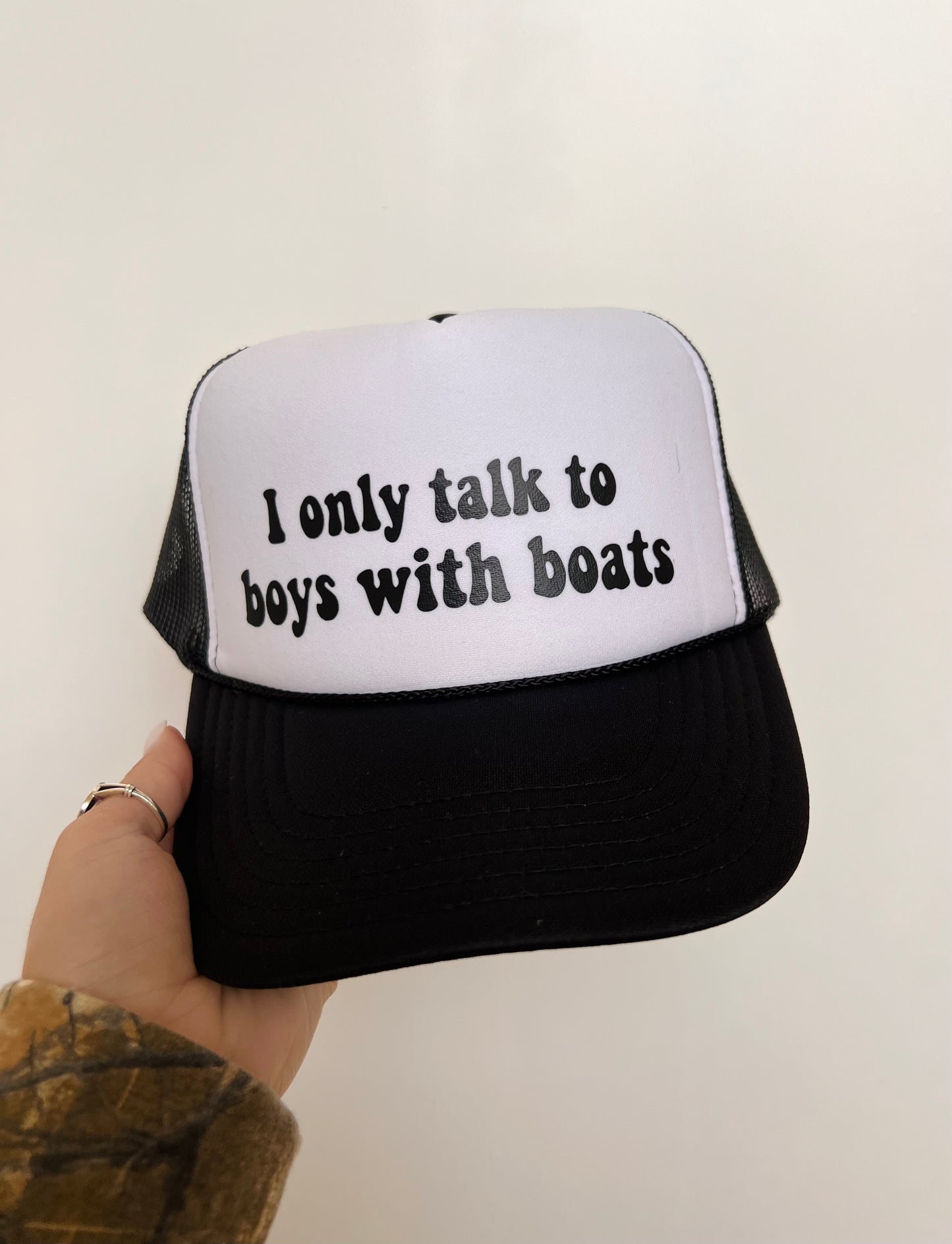 I Only Talk To Boys With Boats - Vinyl Trucker Hat