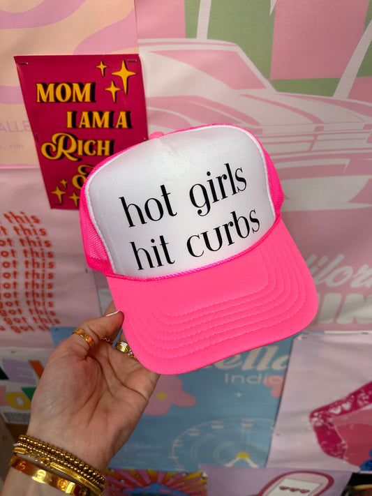 Hot Girls Hit Curbs Neon Pink Trucker Hat