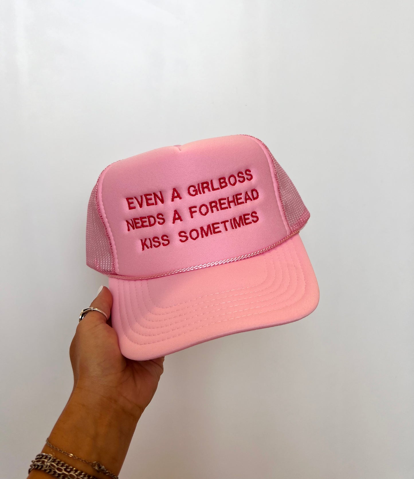 Even A Girlboss Needs A Forehead Kiss Sometimes - Embroidery Trucker Hat