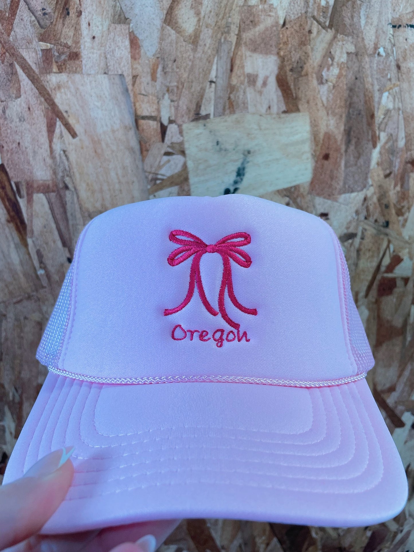 Pink Trucker Hat: Bow+State