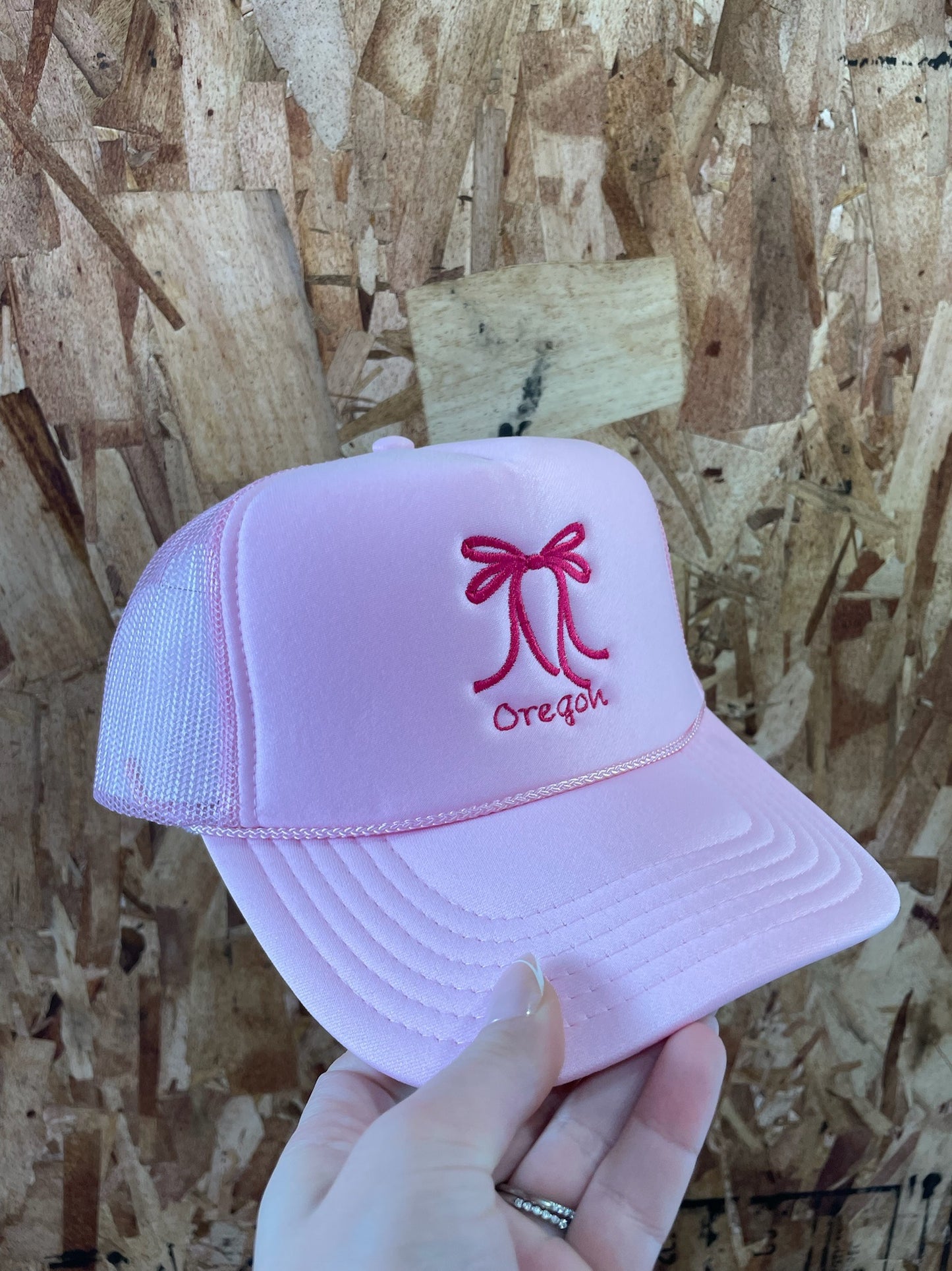 Pink Trucker Hat: Bow+State