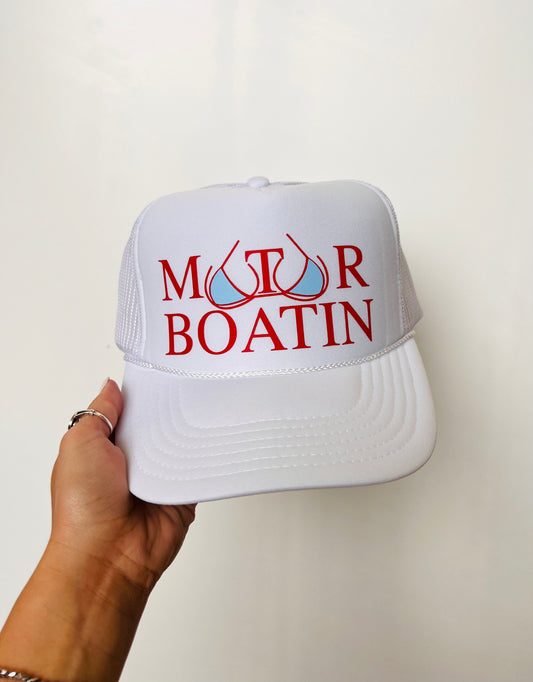 Motor Boatin - Vinyl Trucker Hat - White Hat