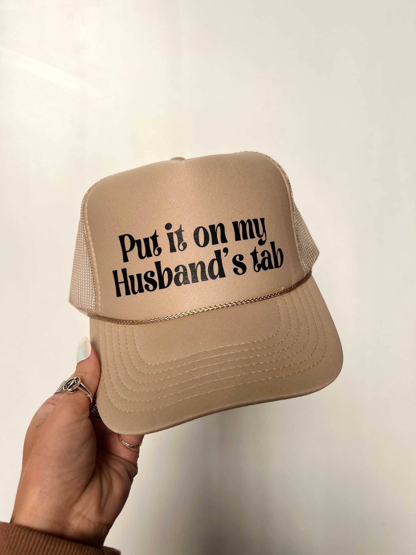 Put It On My Husband's Tab - Vinyl Trucker Hat