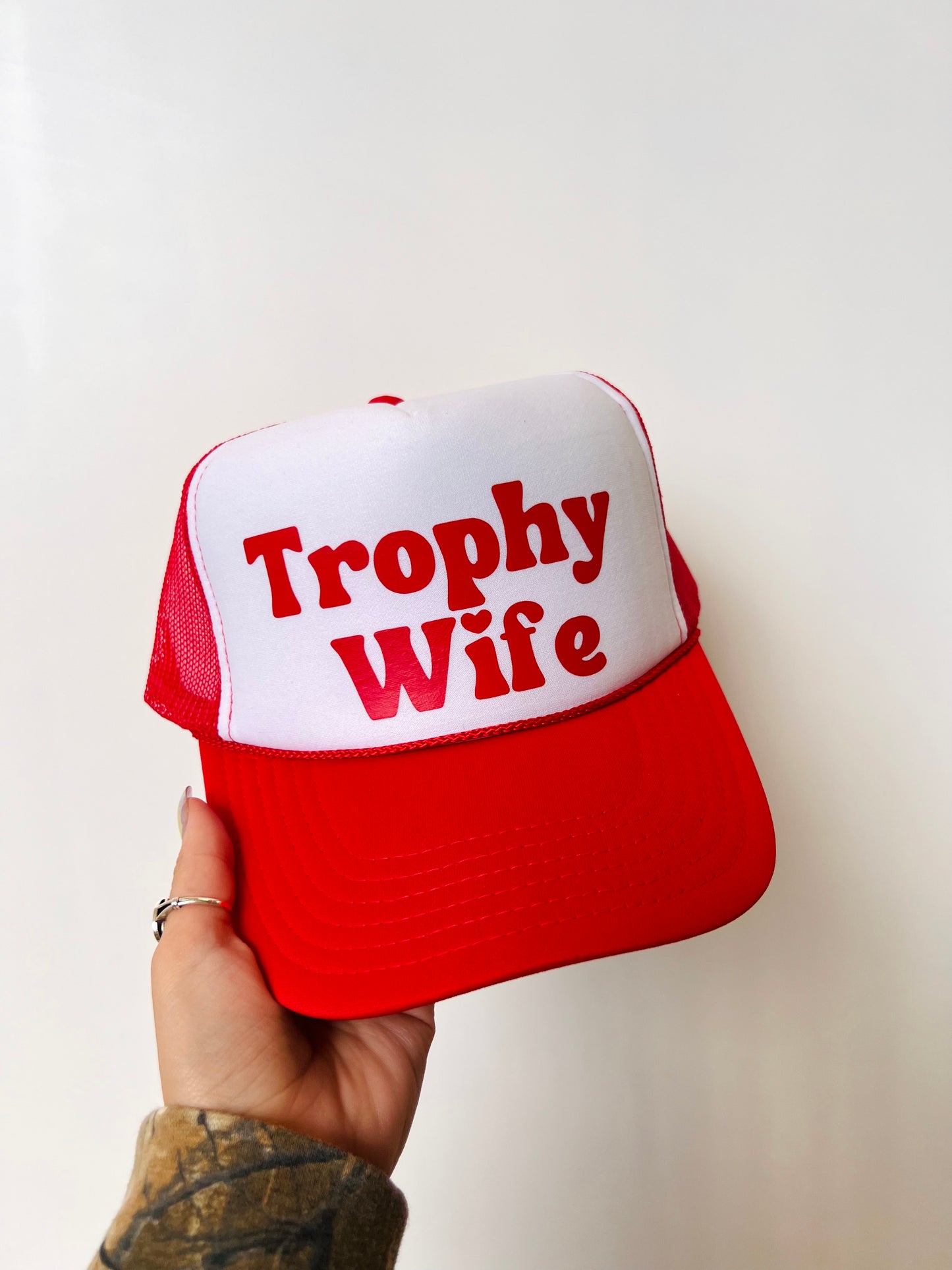 Trophy Wife Red Trucker Hat