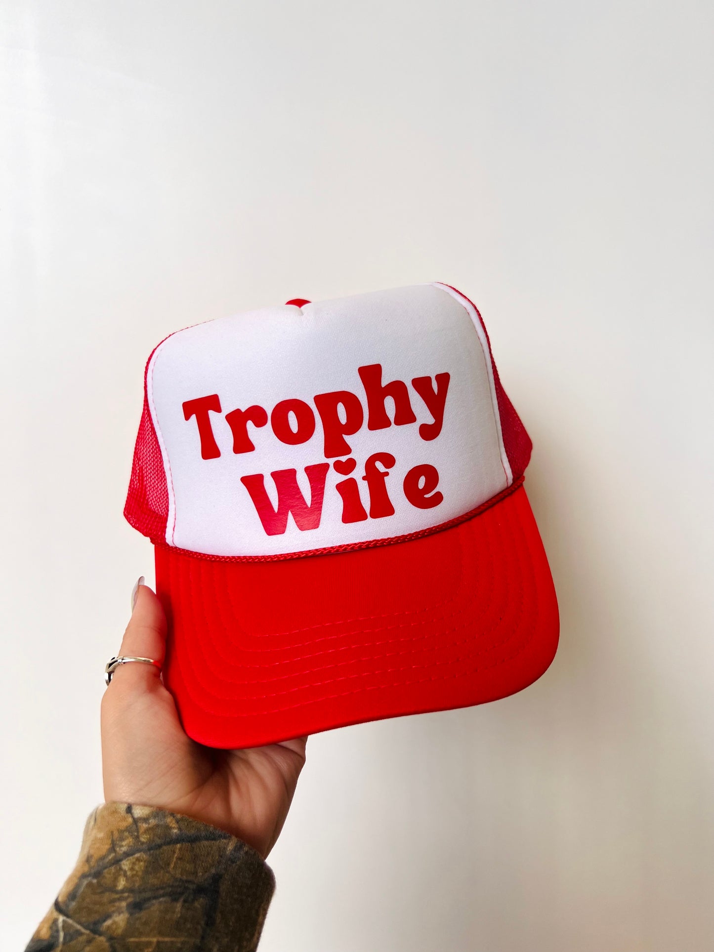 Trophy Wife Red Trucker Hat