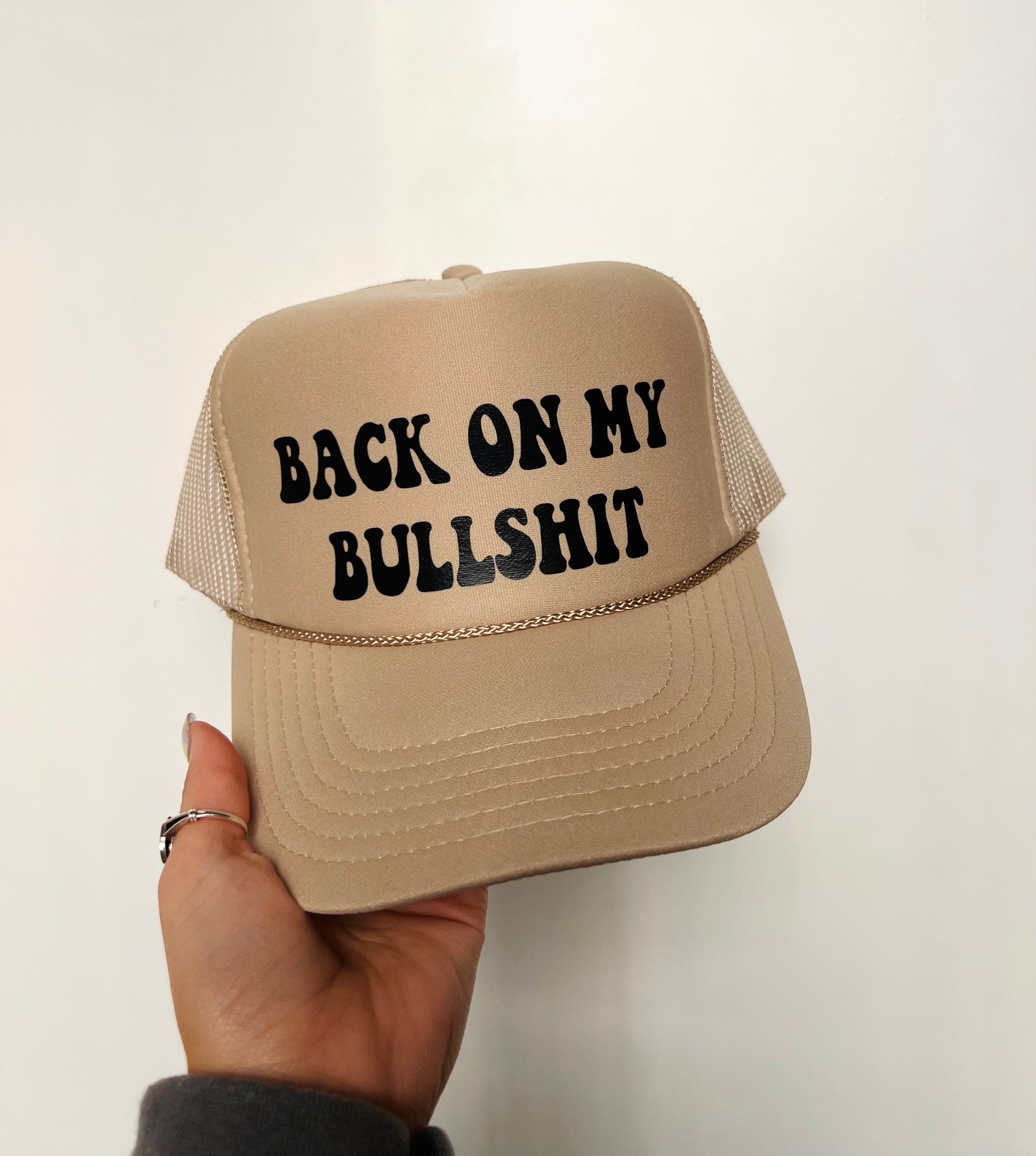 Back On My Bullshit - Tan Trucker Hat (Vinyl)