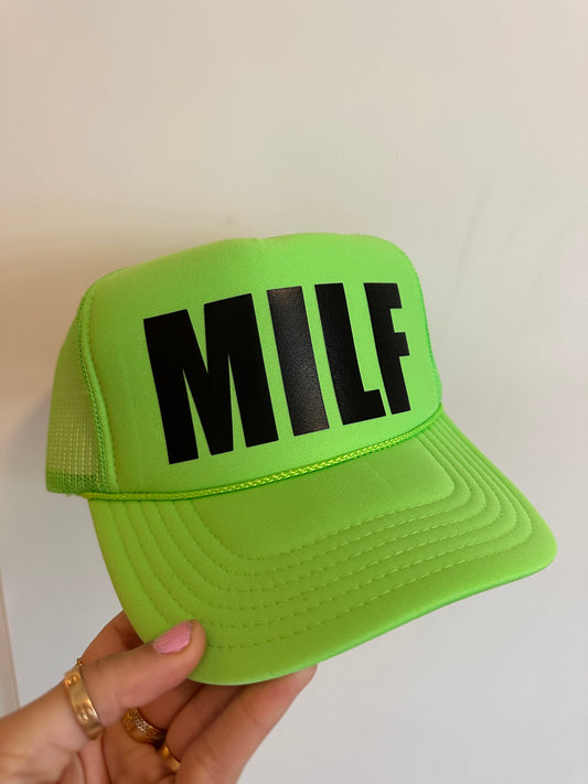 MILF Neon Green Trucker Hat