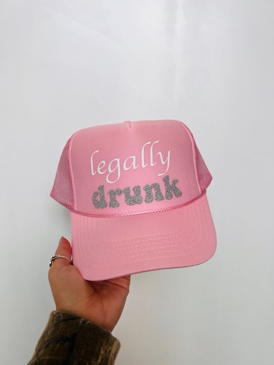 Legally Drunk - Light Pink Vinyl Trucker Hat