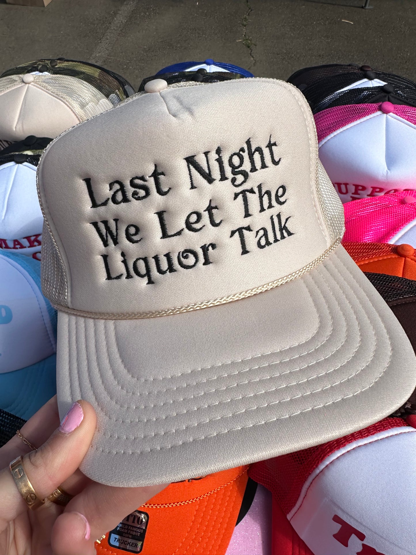 Last Night Tan Trucker Hat