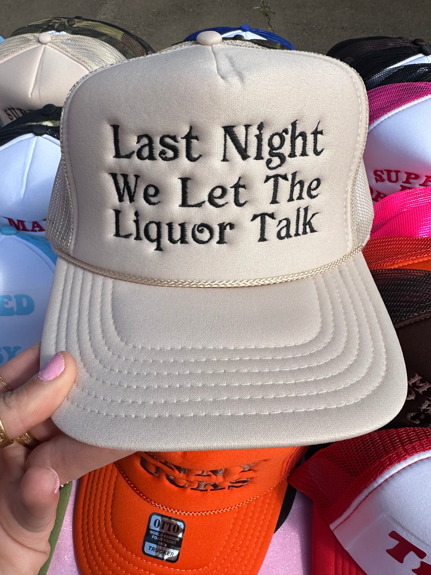 Last Night Tan Trucker Hat