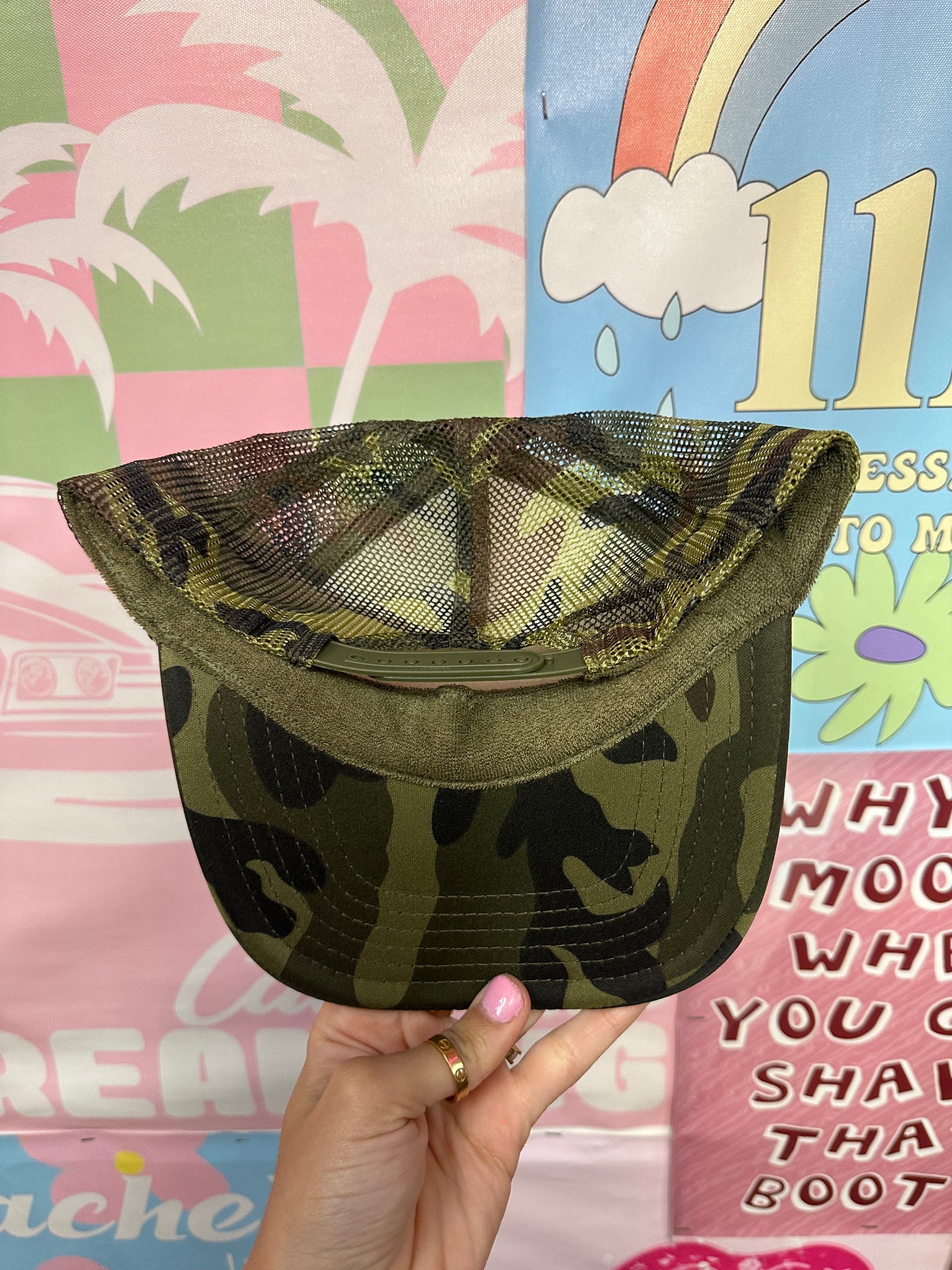 Too Pretty To Work Camo Trucker Hat