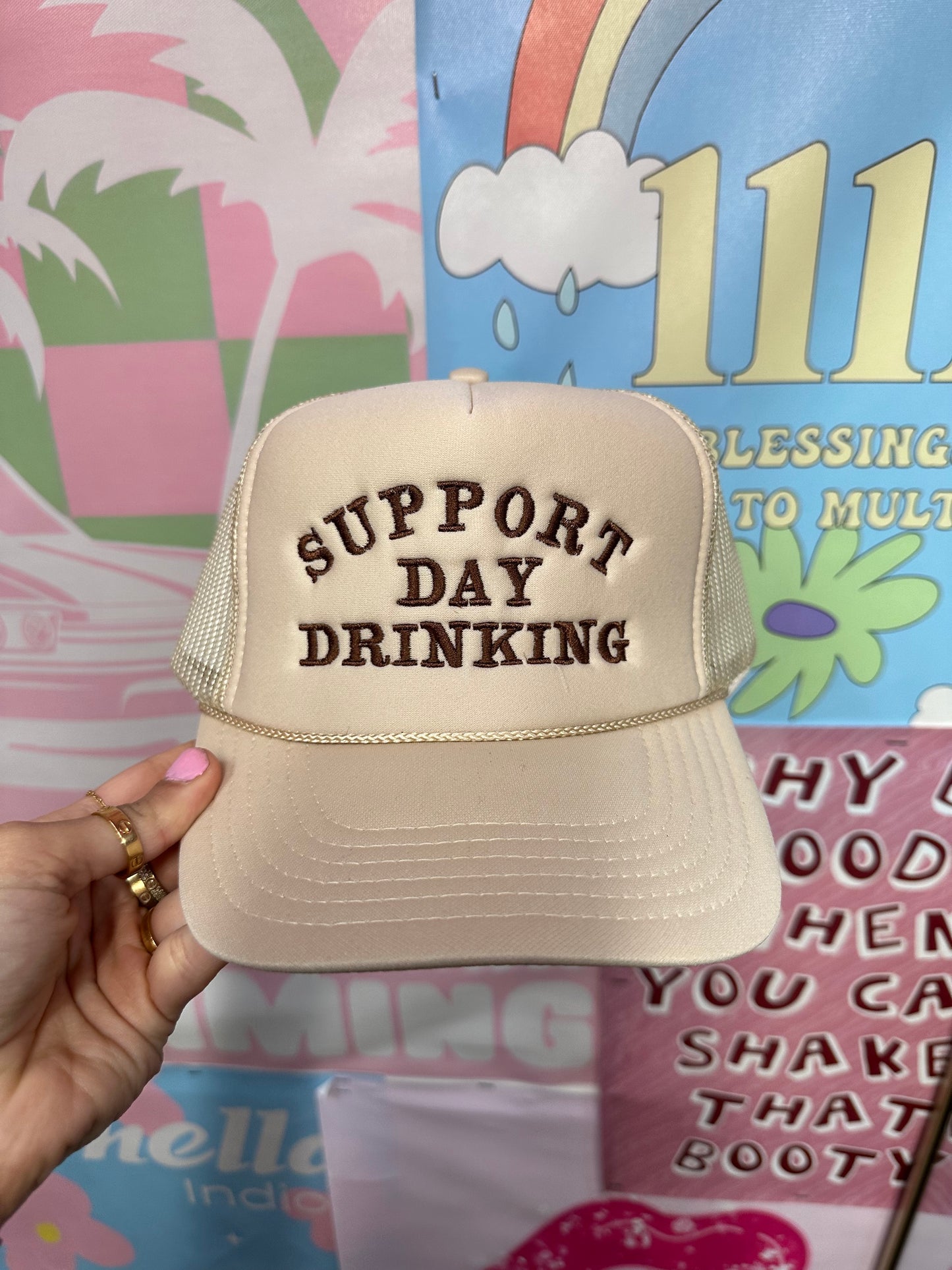 Support Day Drinking Tan Trucker Hat