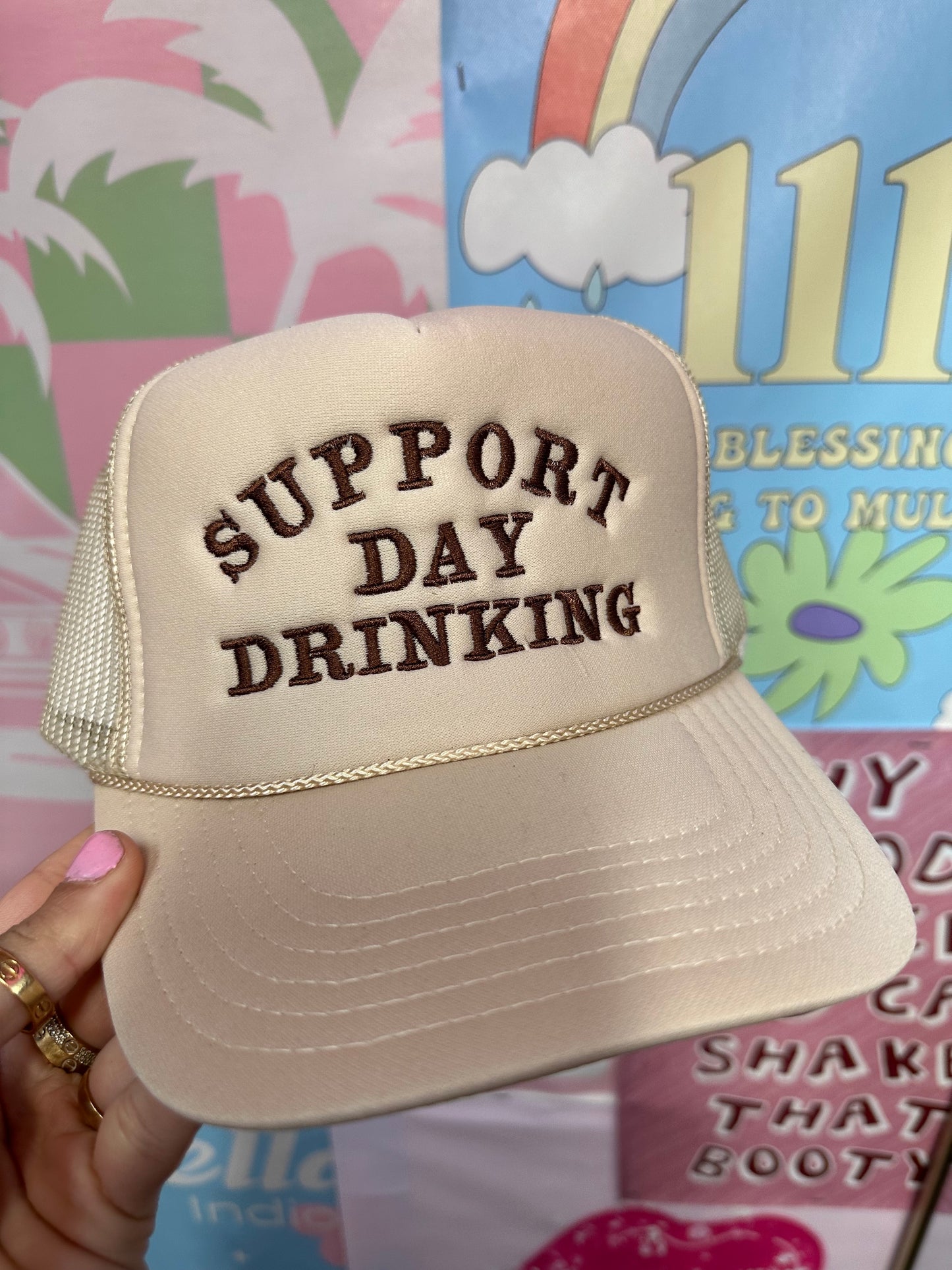 Support Day Drinking Tan Trucker Hat