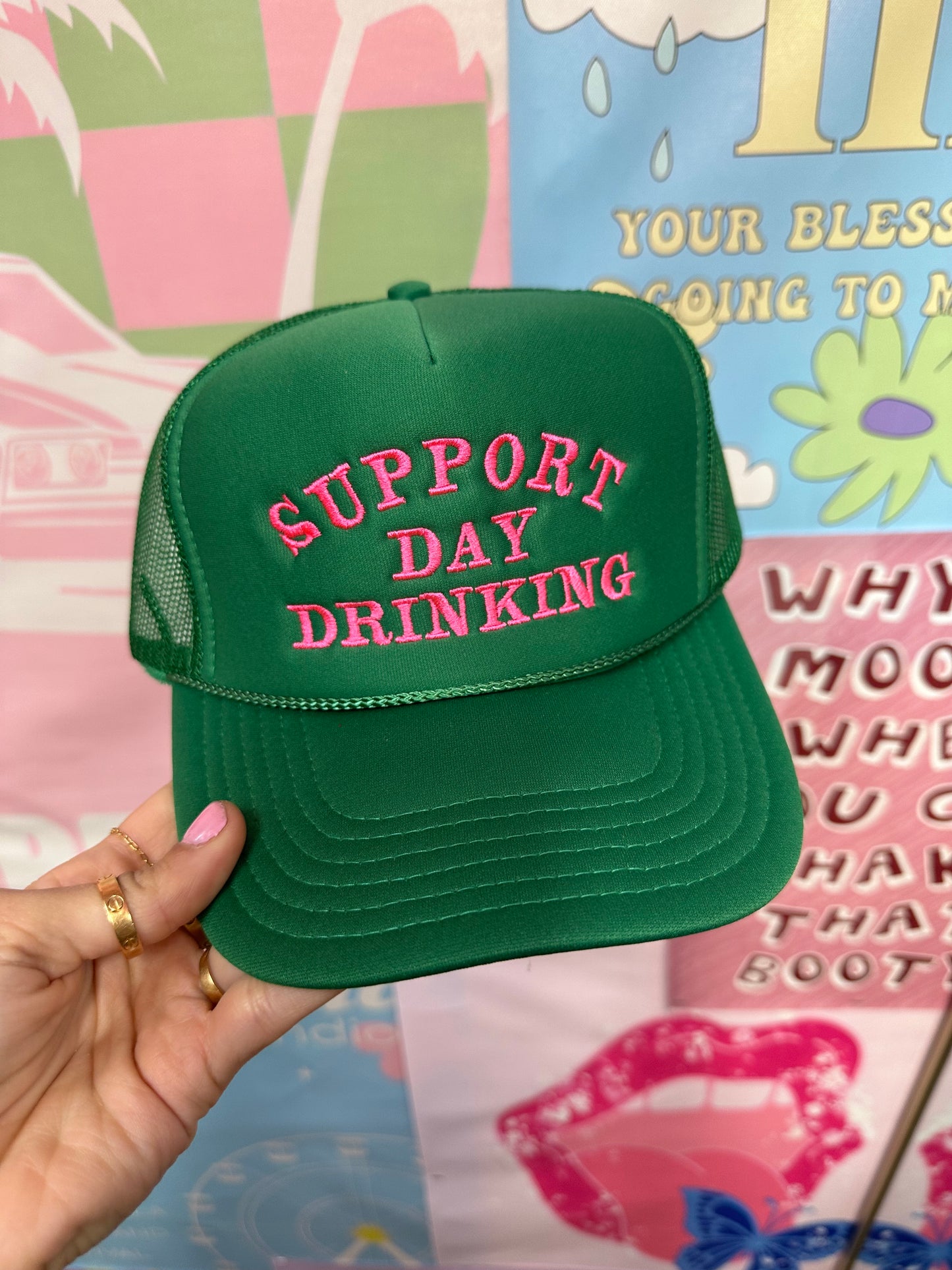 Support Day Drinking Kelly Green Trucker Hat