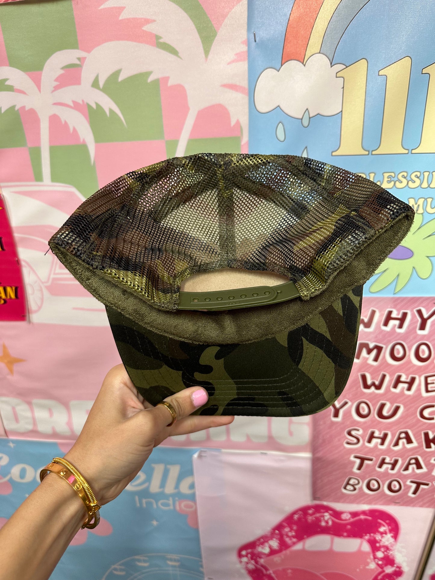 Too Pretty To Work Camo Trucker Hat