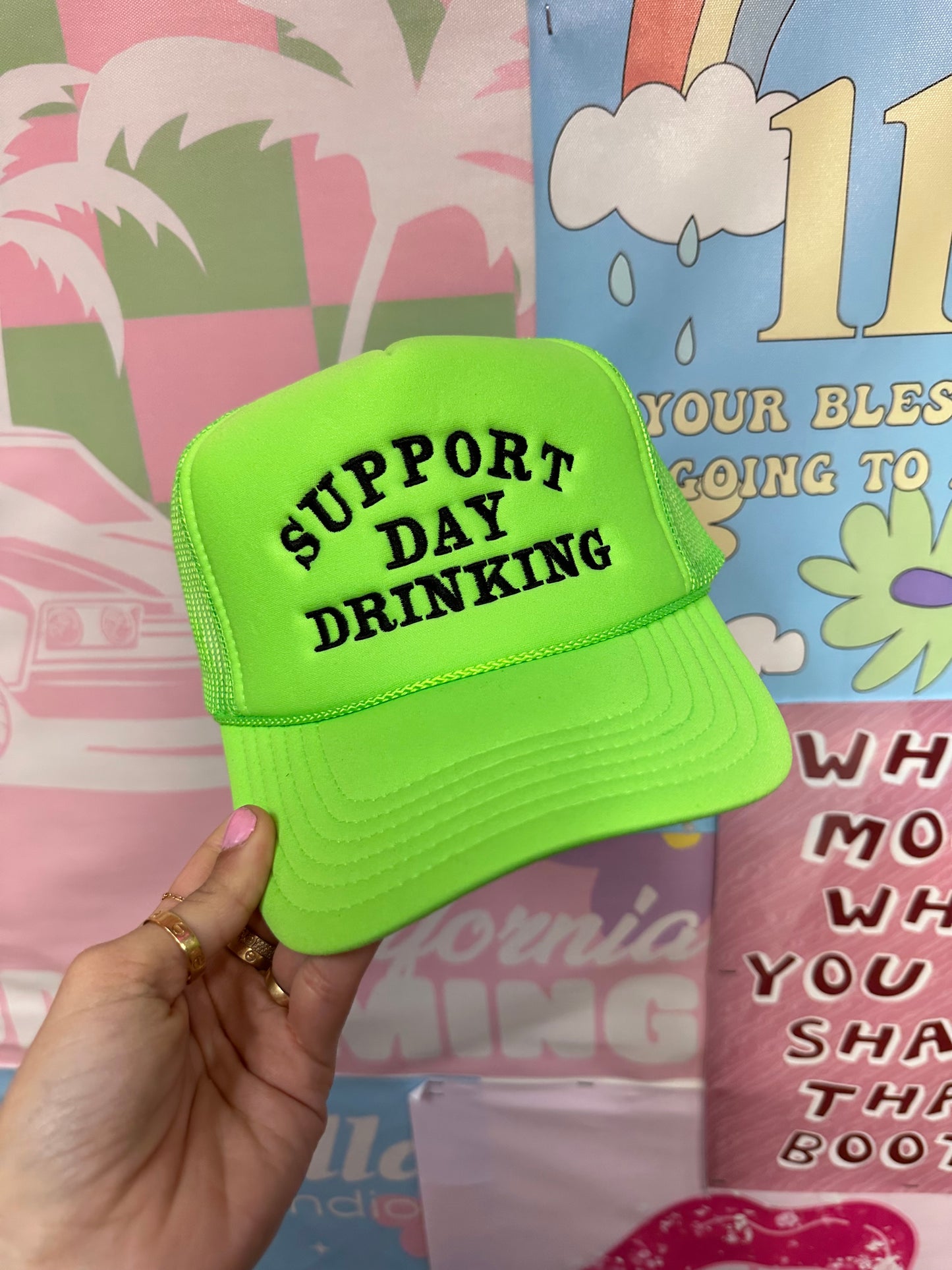 Support Day Drinking Neon Green