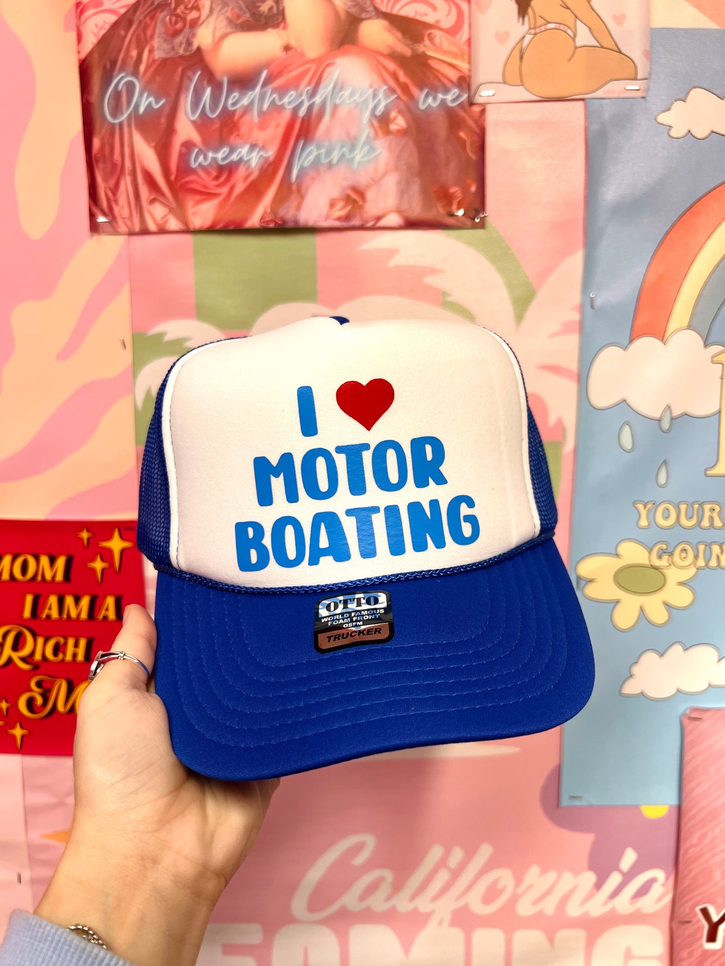 I Love Motor Boating - Vinyl Trucker Hat