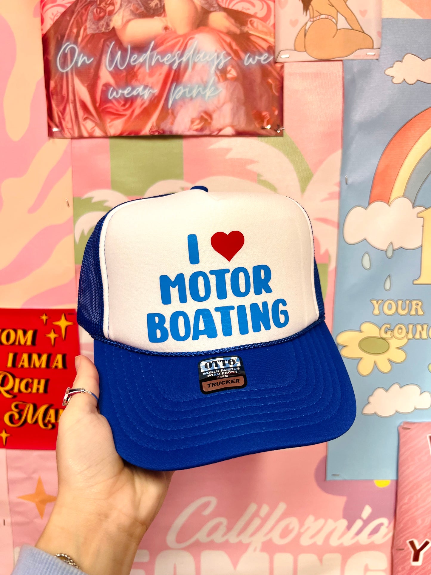 I Love Motor Boating - Vinyl Trucker Hat