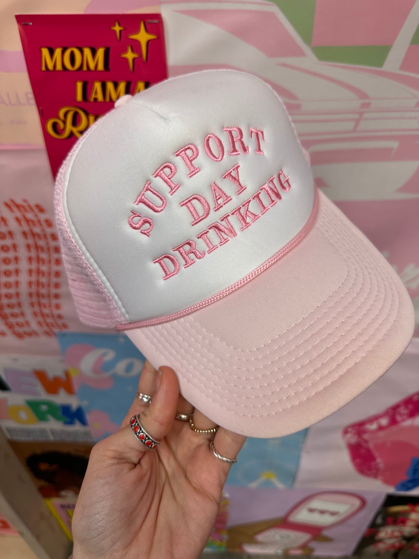 Support Day Drinking  Pink Trucker Hat