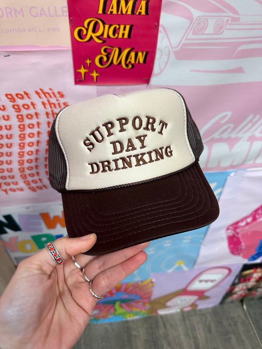 Support Day Drinking Brown/Tan Trucker Hat