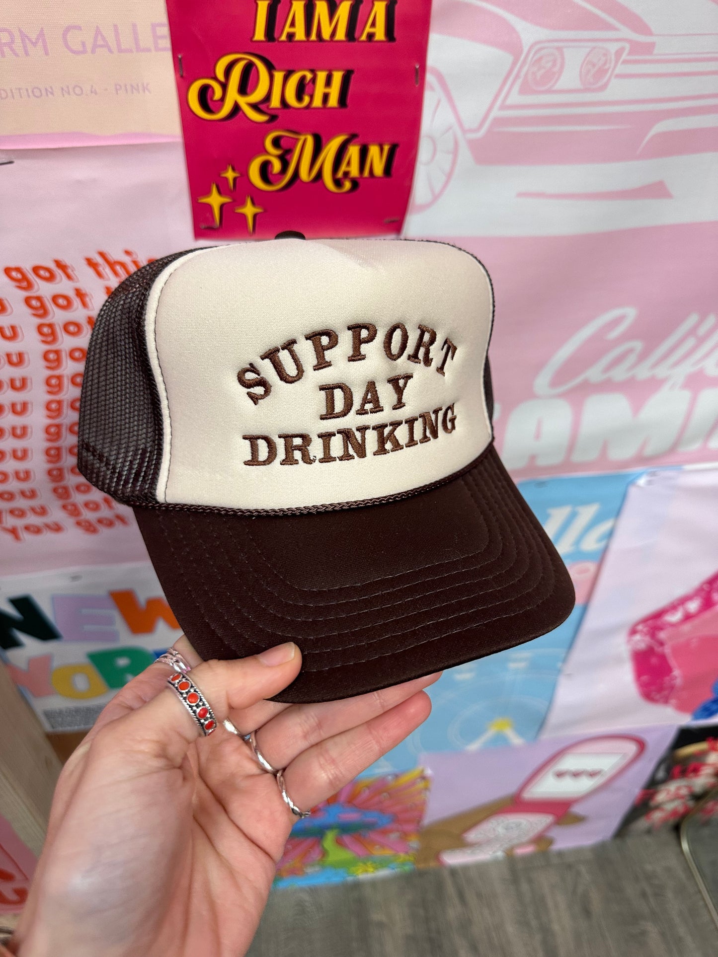 Support Day Drinking Brown/Tan Trucker Hat