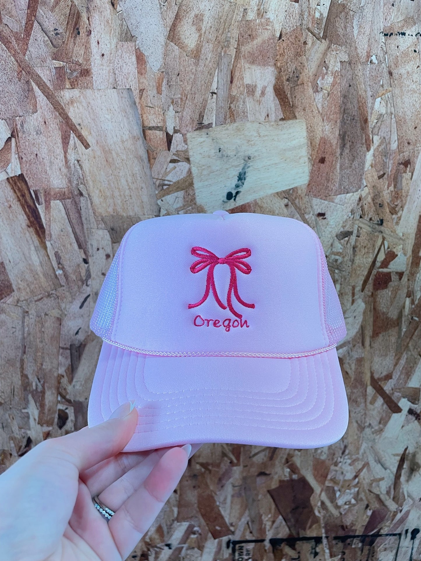 Pink Trucker Hat: Bow+State